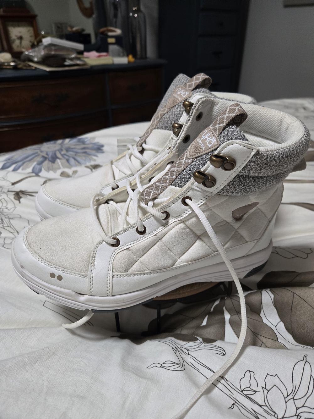 Ryka Women's Lace-Up High-Top Boots in White and Gray - Picture 3 of 9